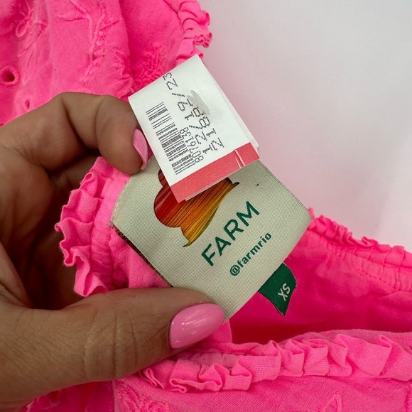 Farm Rio neon pink one shoulder mini dress - Picture 9 of 10